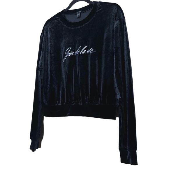 Forever 21 Joie de la vie Black Knit Velvet Pullover Cropped Top, Glam - Picture 5 of 5